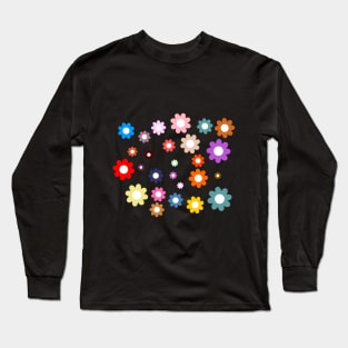 Cute flowers on black Long Sleeve T-Shirt